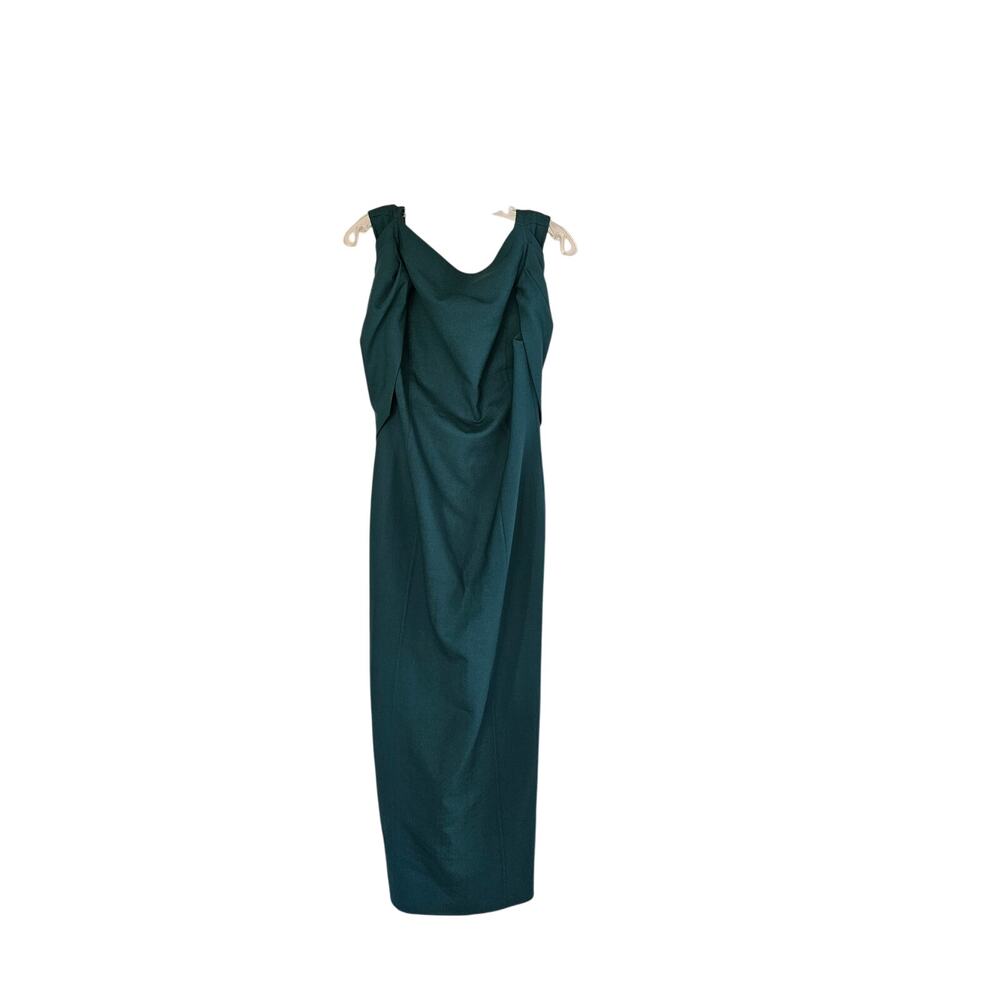 Oscar de la Renta Women's Teal High Neck Cowl Back Formal Gown Size 8